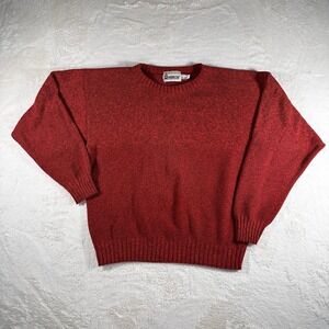 Vintage London Fog Red Knit Sweater Cotton Blend Crewneck Made In USA Womens
